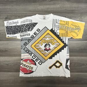 Vintage Pittsburgh Pirates Shirt Mens Large MLB Baseball AOP Single Stitch 90s